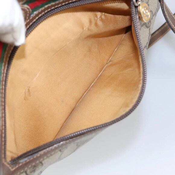 GUCCI GG Supreme Web Sherry Line Shoulder Bag PVC Beige Green Red - Picture 14 of 16